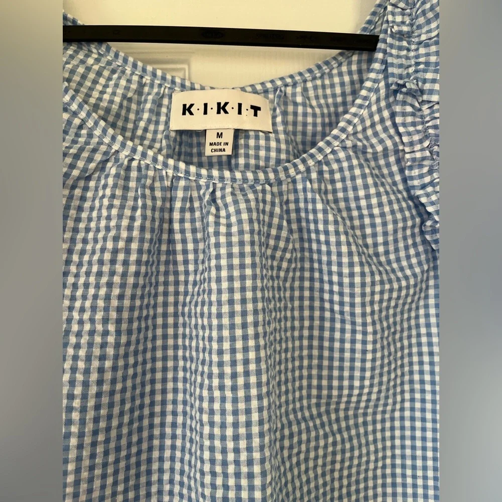 NWOT Women's KIKIT Gingham Tank Top in Blue & White size Medium - Picture 4 of 6